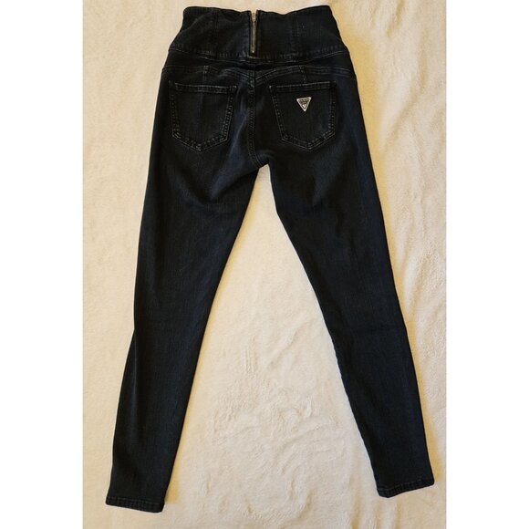 Guess Jeans Women Sz 25 Stretch Mid Rise Skinny Leg Black Y2K - Picture 9 of 16